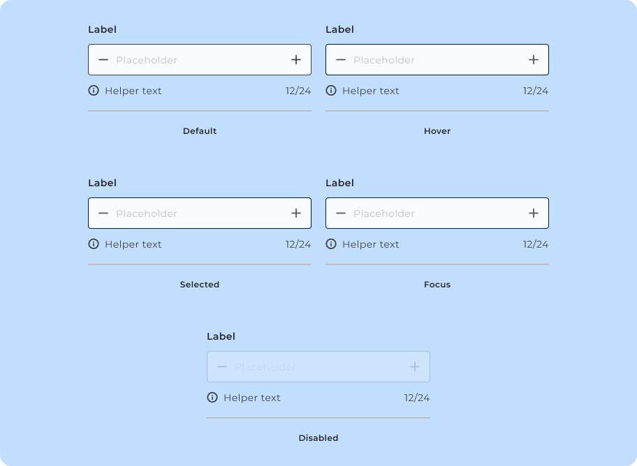 Variações de estado do componente Number Field