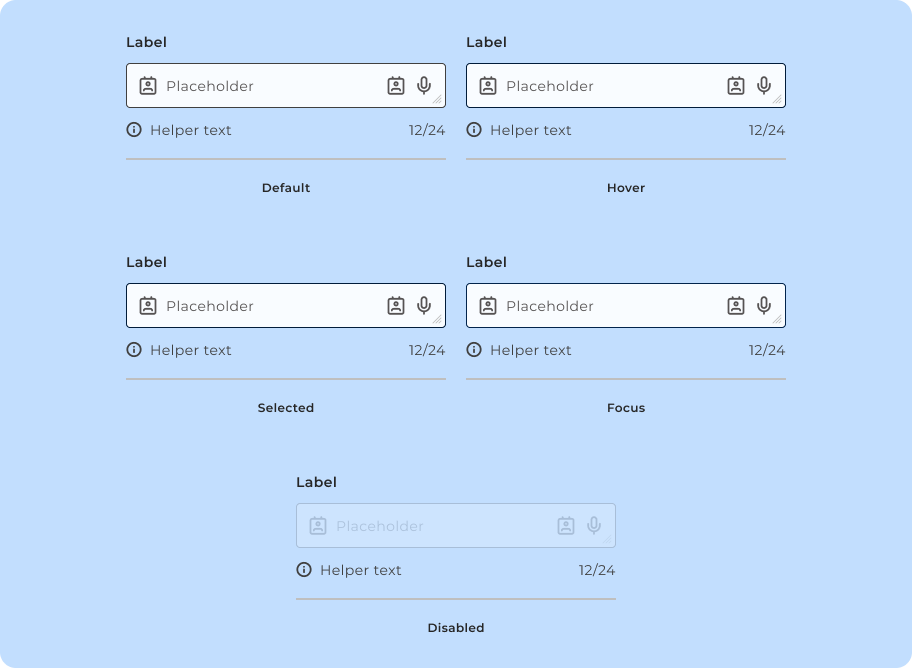 Variante de estados do Text Input