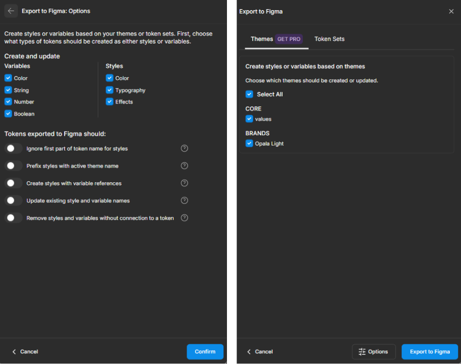 Exportação e Themes