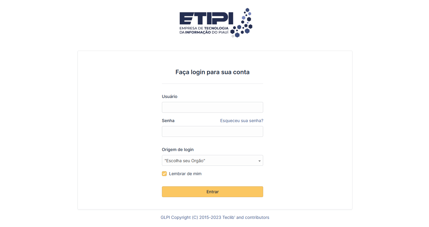 Tela de login do GLPI