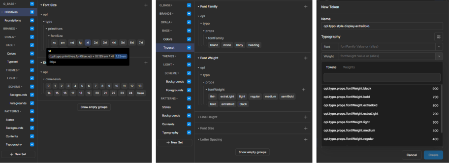 Manipulação de tokens de tipografia