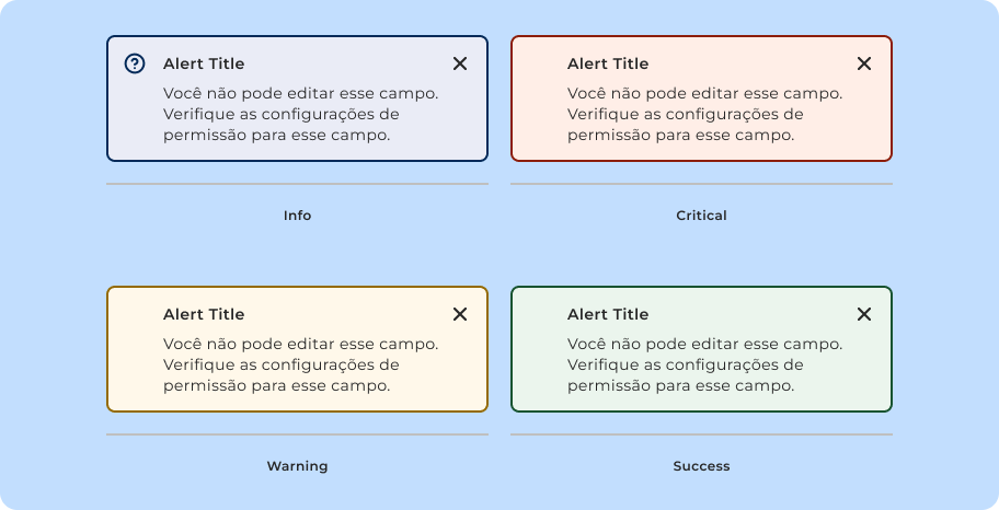 Variações semânticas do componente Alert