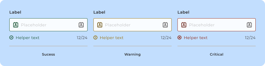 Variações de semântica do componente Text Field