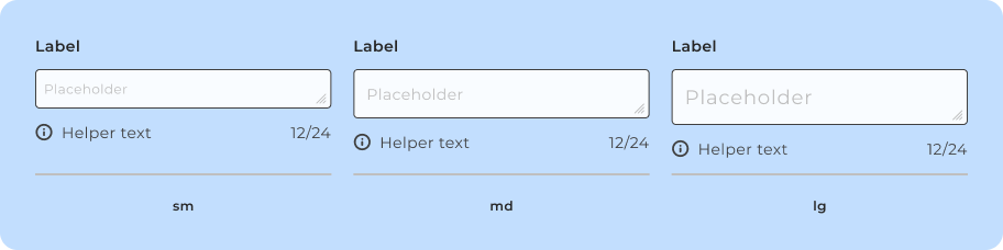 Variações de tamanho do componente Text Area