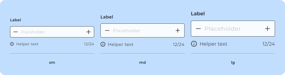 Variações de tamanho do componente Number Field