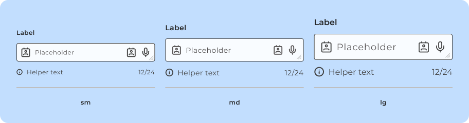Variante de tamanho do Text Input