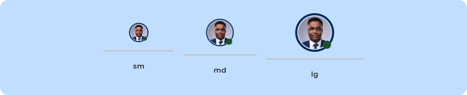 Variações de tamanho do componente Avatar