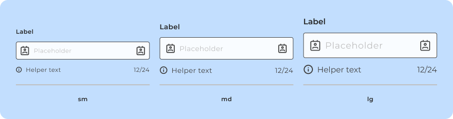 Variações de tamanho do componente Text Field